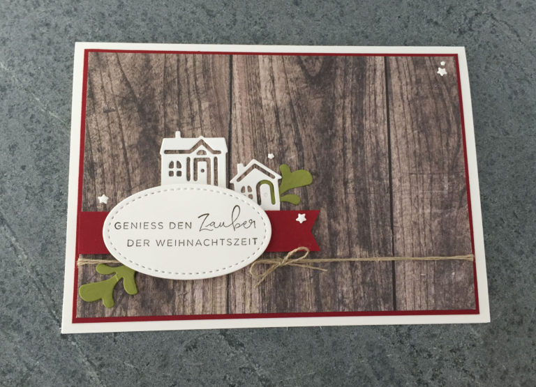 Weihnachtskarte mit Holzdekor