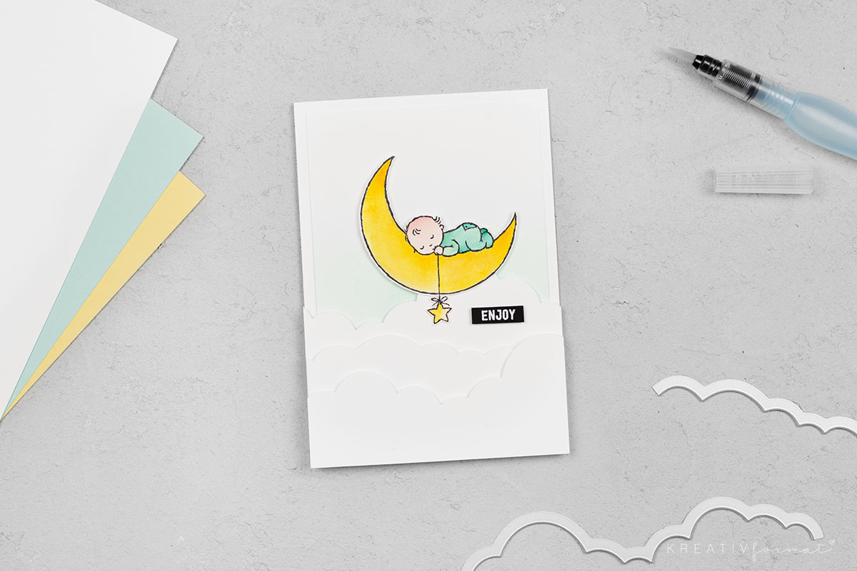 Gru&szlig;karte Tr&auml;ume & Mond &ndash; Stempelset Moon Baby