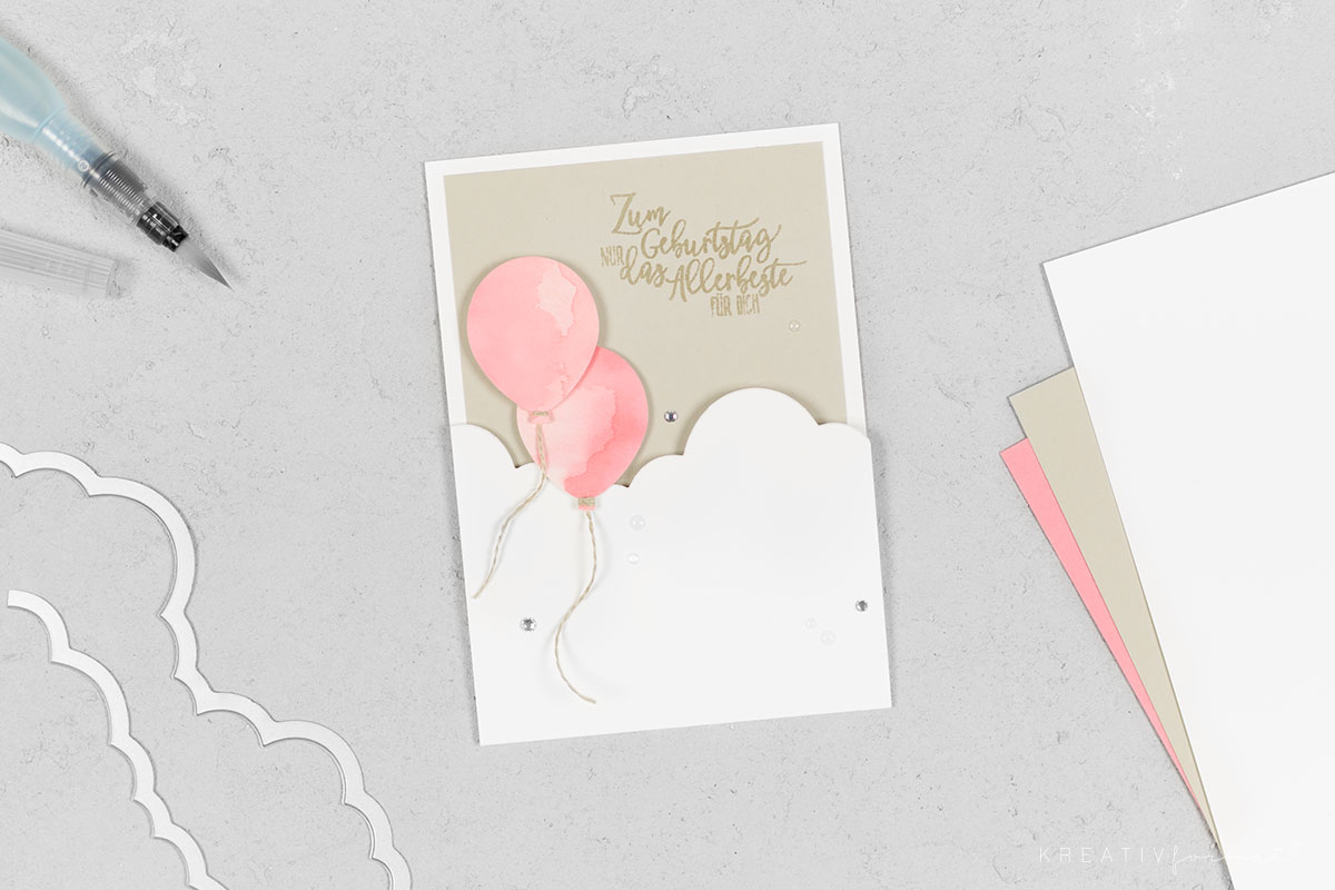 Klappkarte mit Wolken & Luftballons
