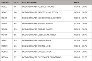 Designerpapier-Aktion im September – 3 Kaufen 1 GRATIS