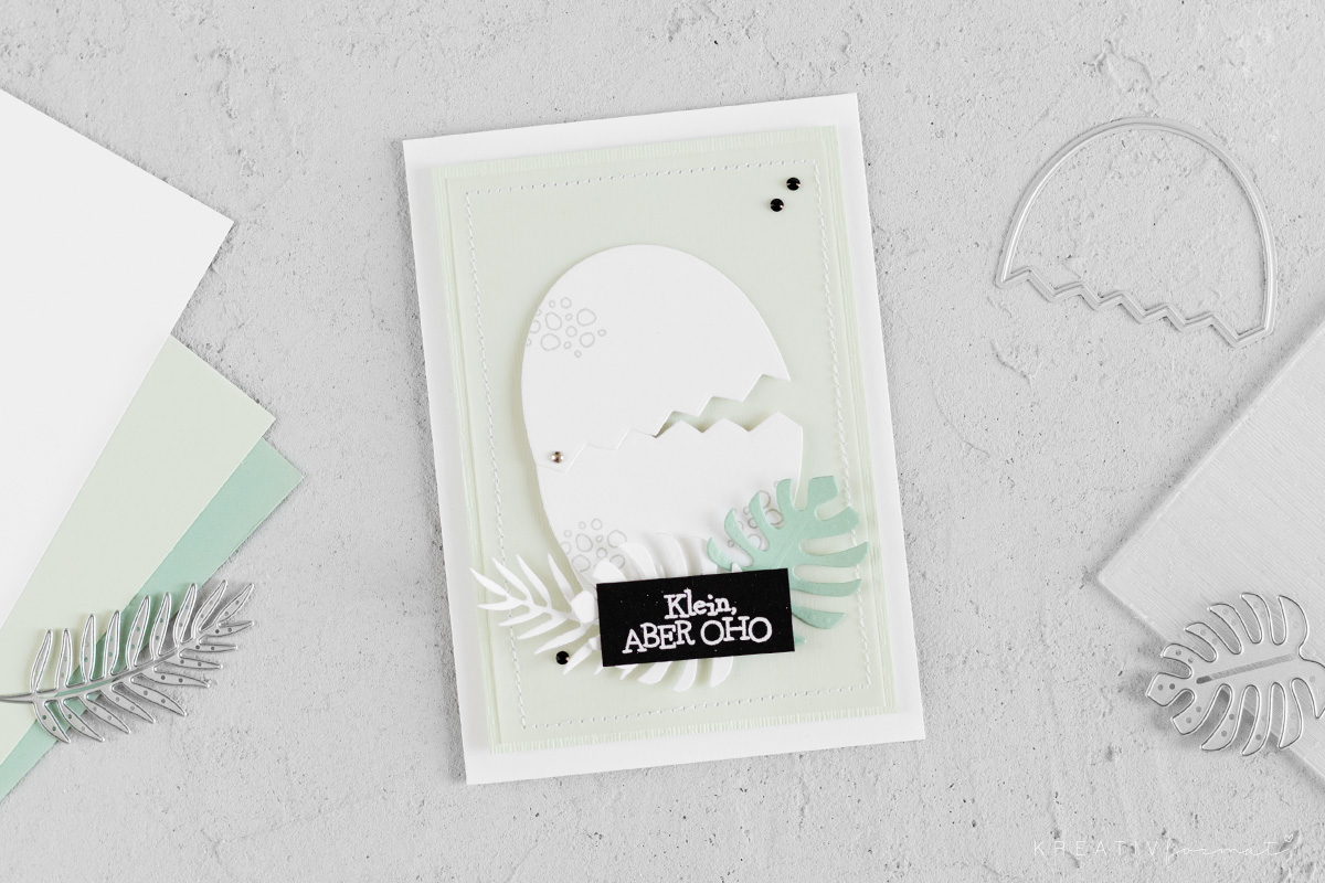 Einladungskarte zur Babyparty &ndash; Dinos & Palmen