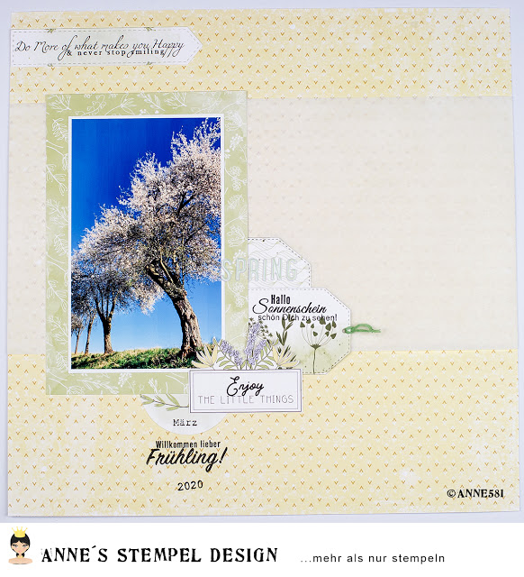 Scrapbookinglayout-Idee mit Monatsstempel März