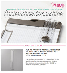 Schiene mit Zentimeter-Angaben für den Papierschneider ab sofort bestellbar